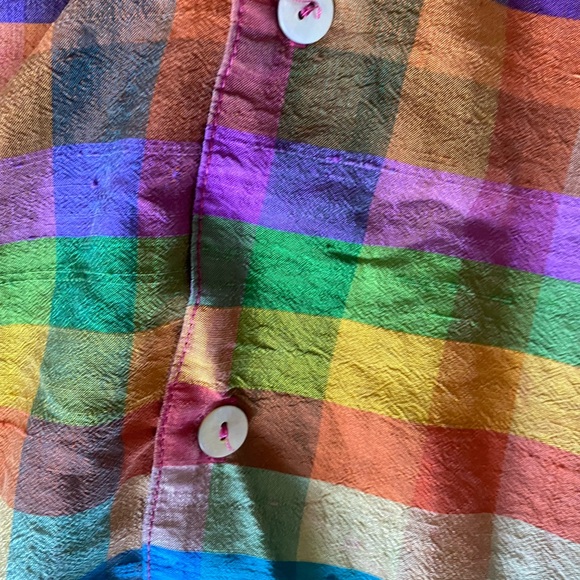 Kathleen sommers plaid multicolor silk blouse size medium - Picture 6 of 11